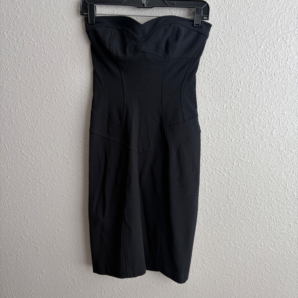 Diane von Furstenburg Black Strapless Bustier Stretch Midi Dress 4